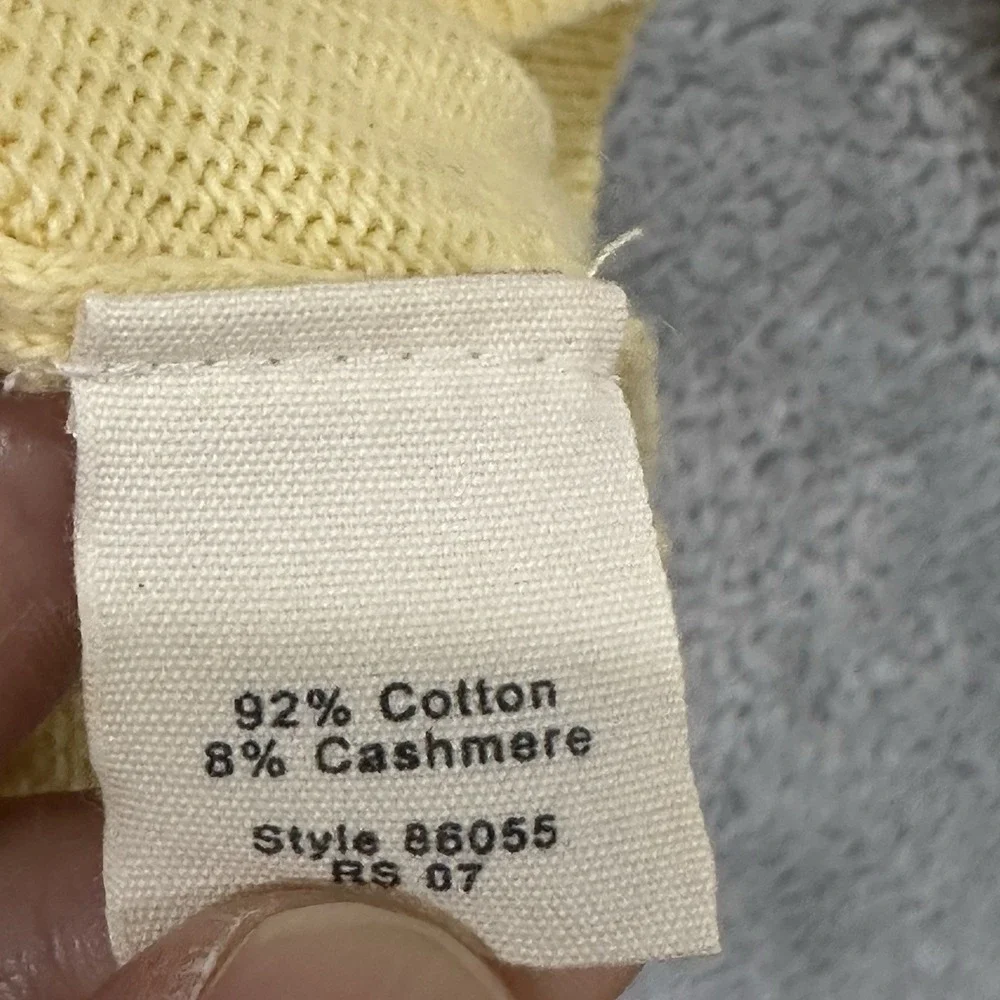 Vintage J. CREW VNeck Sweater Pullover Unisex XL Yellow Cashmere Blend Formal